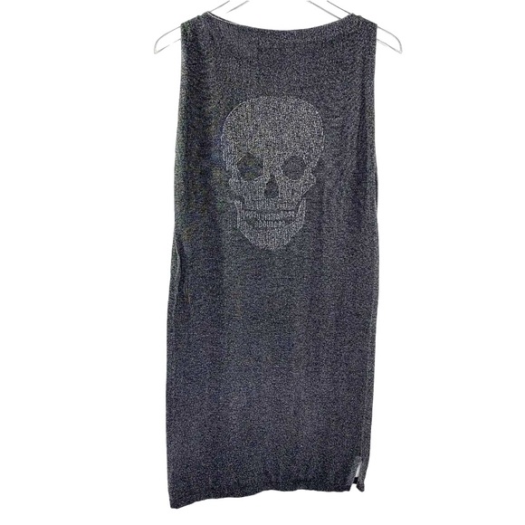 Skull Cashmere Graphic Thick Knit Heavyweight Muscle Tee Tank Top - Picture 3 of 9